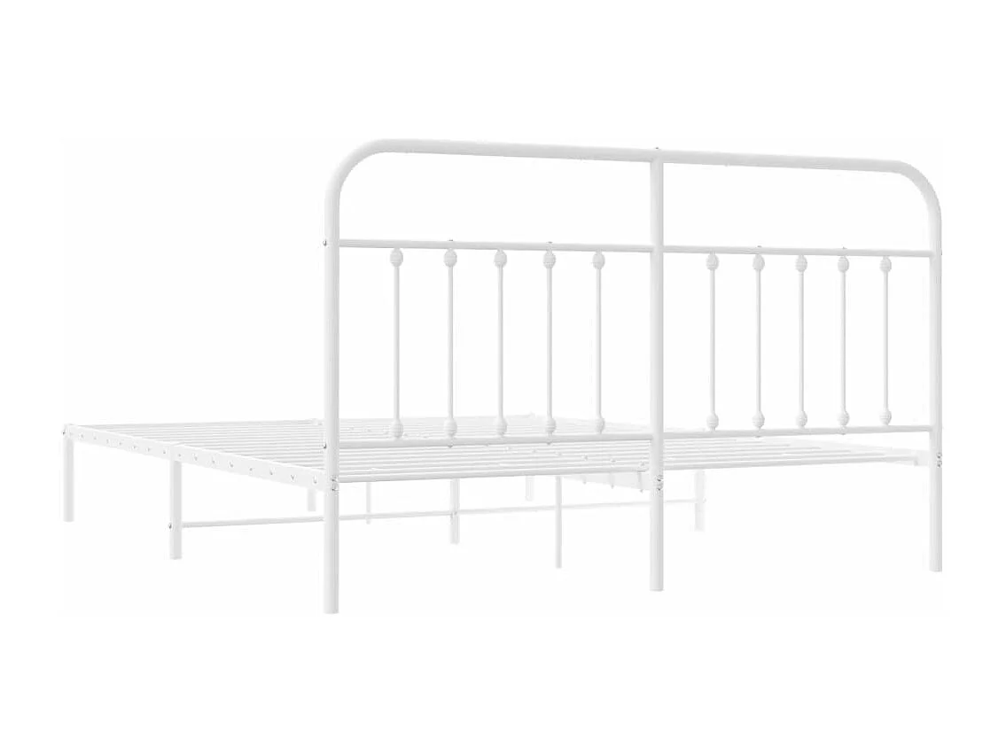 Cadre de lit métal avec tête de lit blanc 180x200