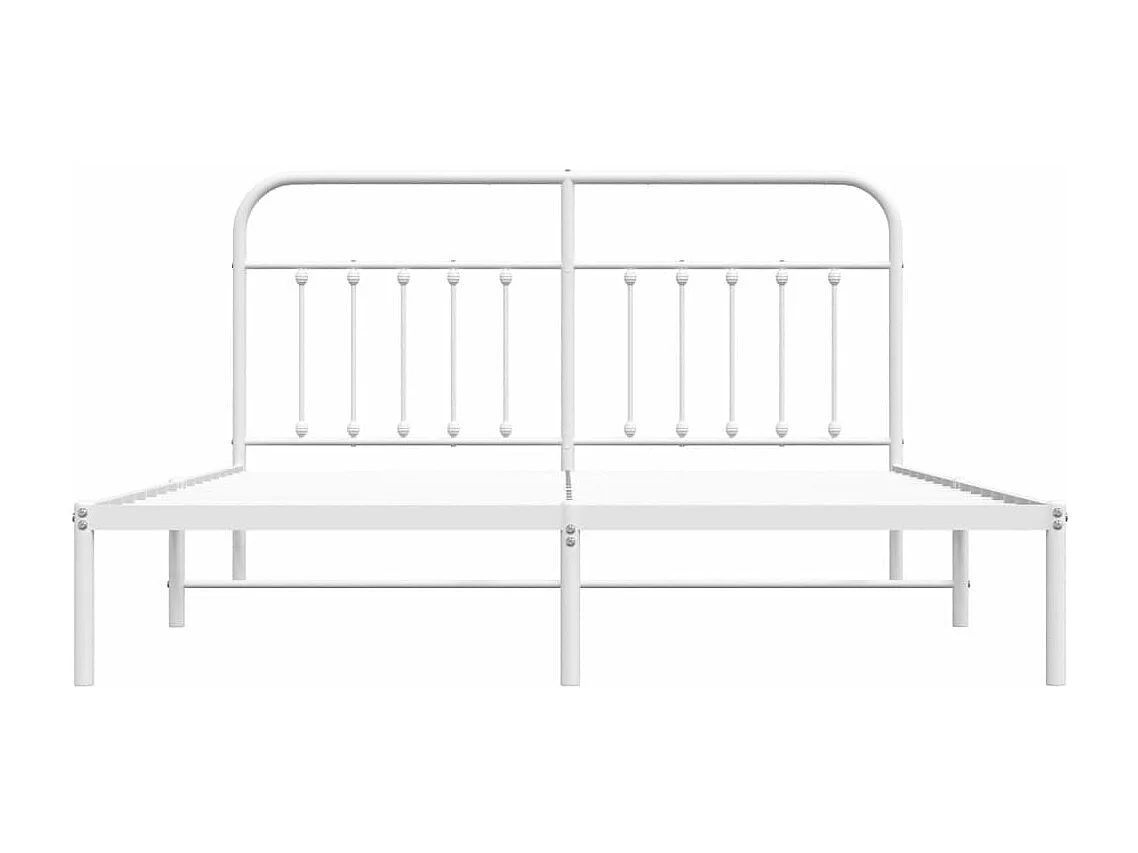 Cadre de lit métal avec tête de lit blanc 180x200