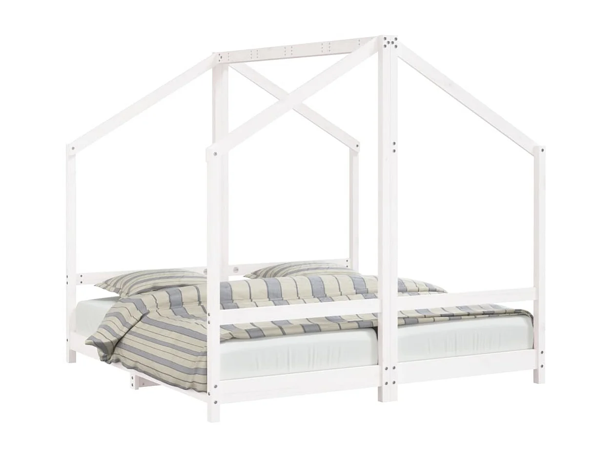 Cadre de lit pour enfant blanc 2x(80x160) cm bois de pin massif