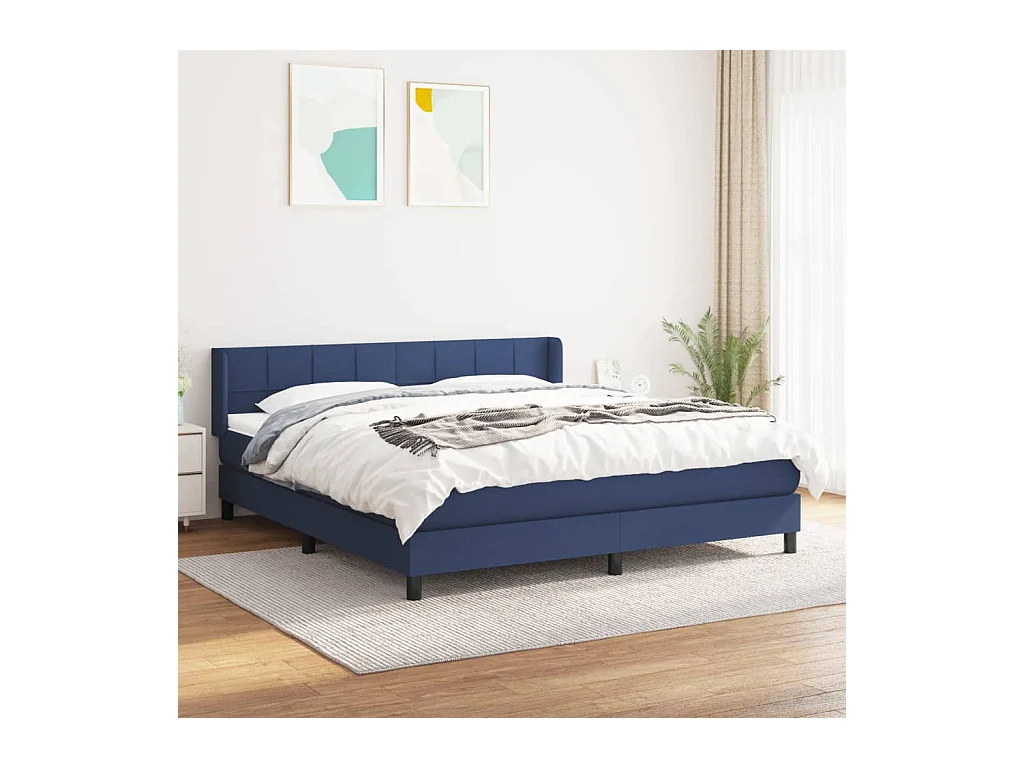Sommier à lattes de lit avec matelas Bleu 160x200 Tissu