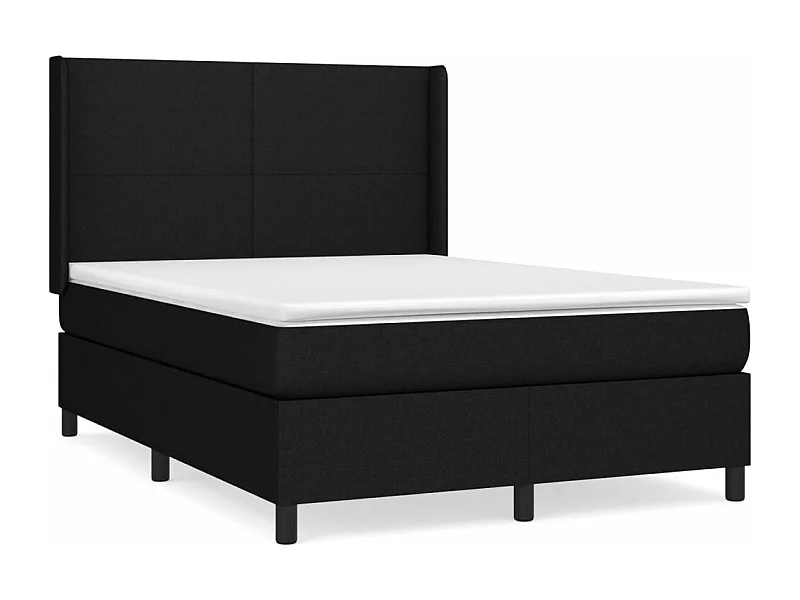 Sommier à lattes de lit avec matelas Noir 140x190 Tissu