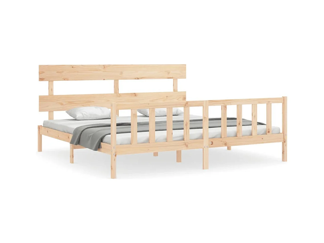 Cadre de lit avec tête de lit 200x200 bois massif
