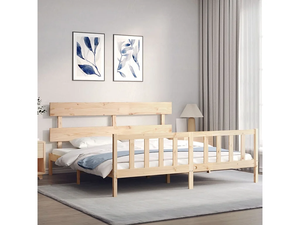 Cadre de lit avec tête de lit 200x200 bois massif