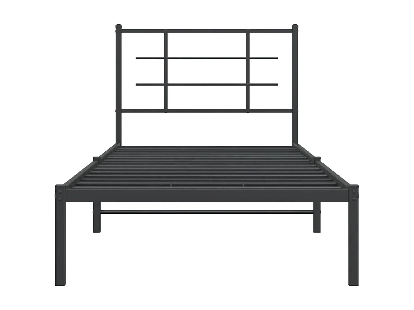 Cadre de lit métal avec tête de lit noir 90x200