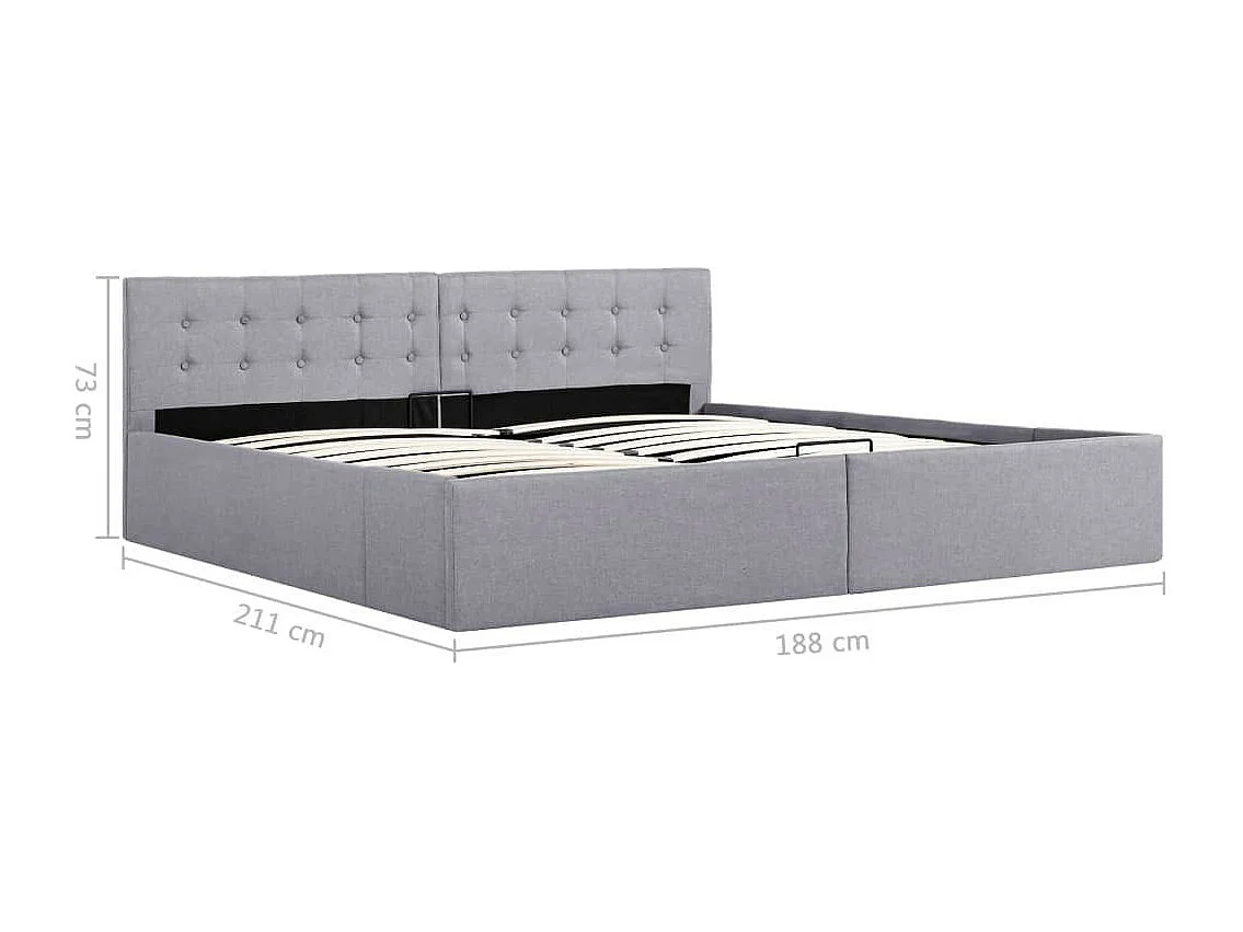 Lit à stockage hydraulique Gris clair Tissu 180x200
