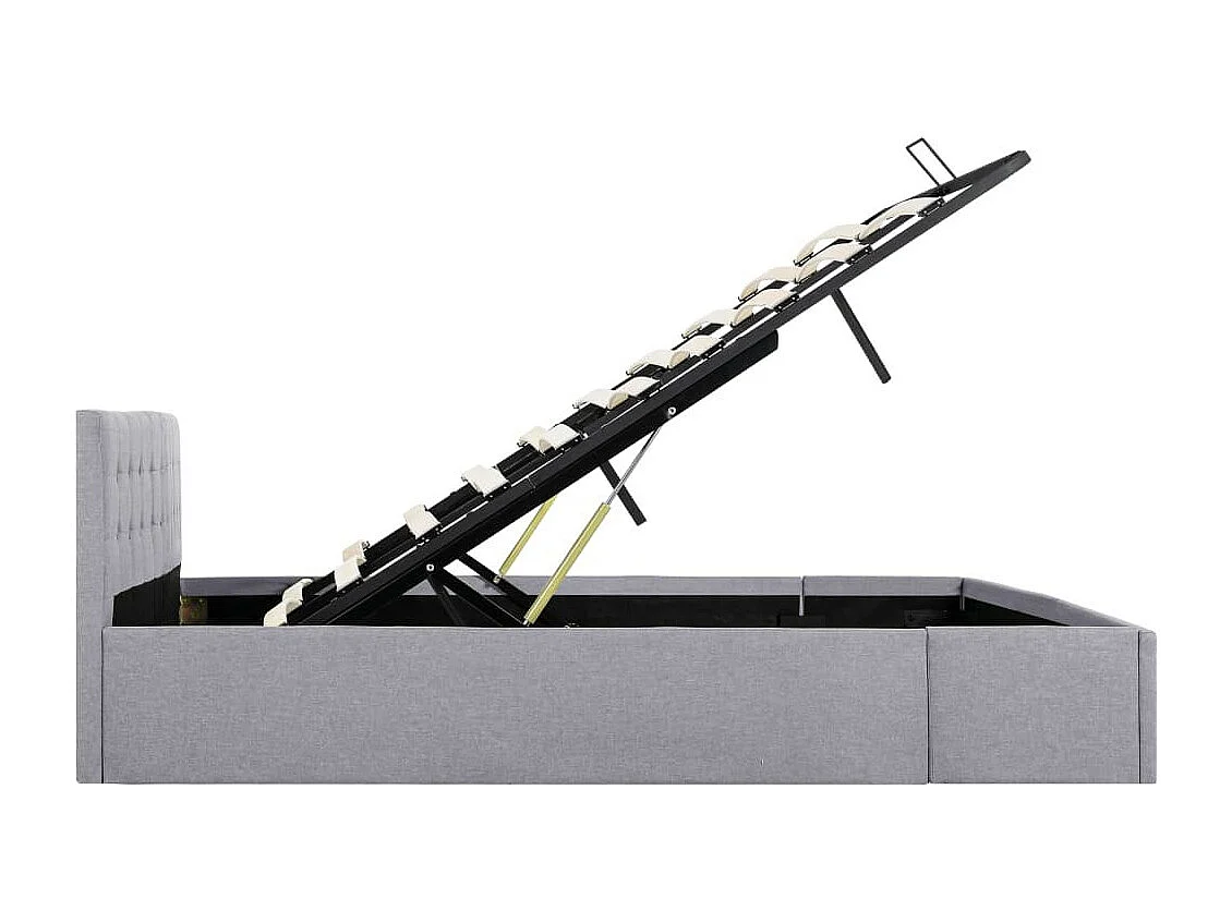 Lit à stockage hydraulique Gris clair Tissu 180x200