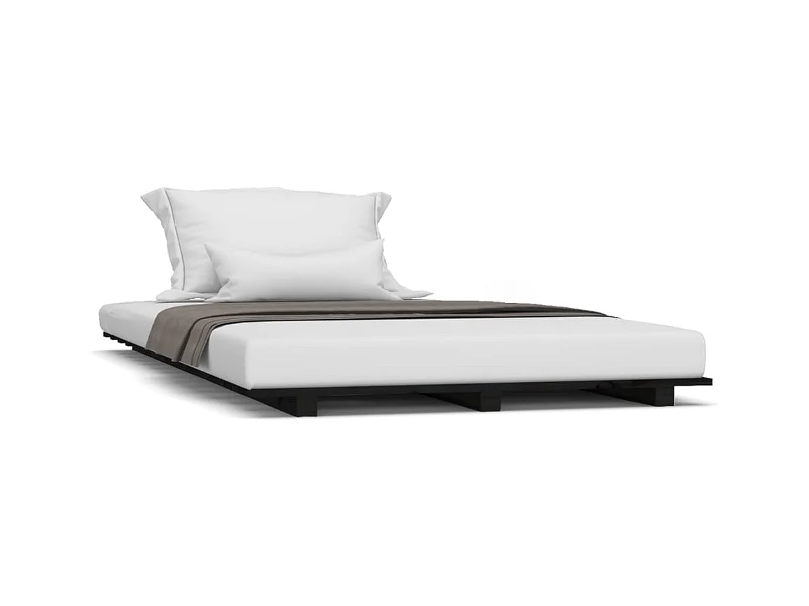 Cadre de lit Noir 90x190 Bois de pin massif
