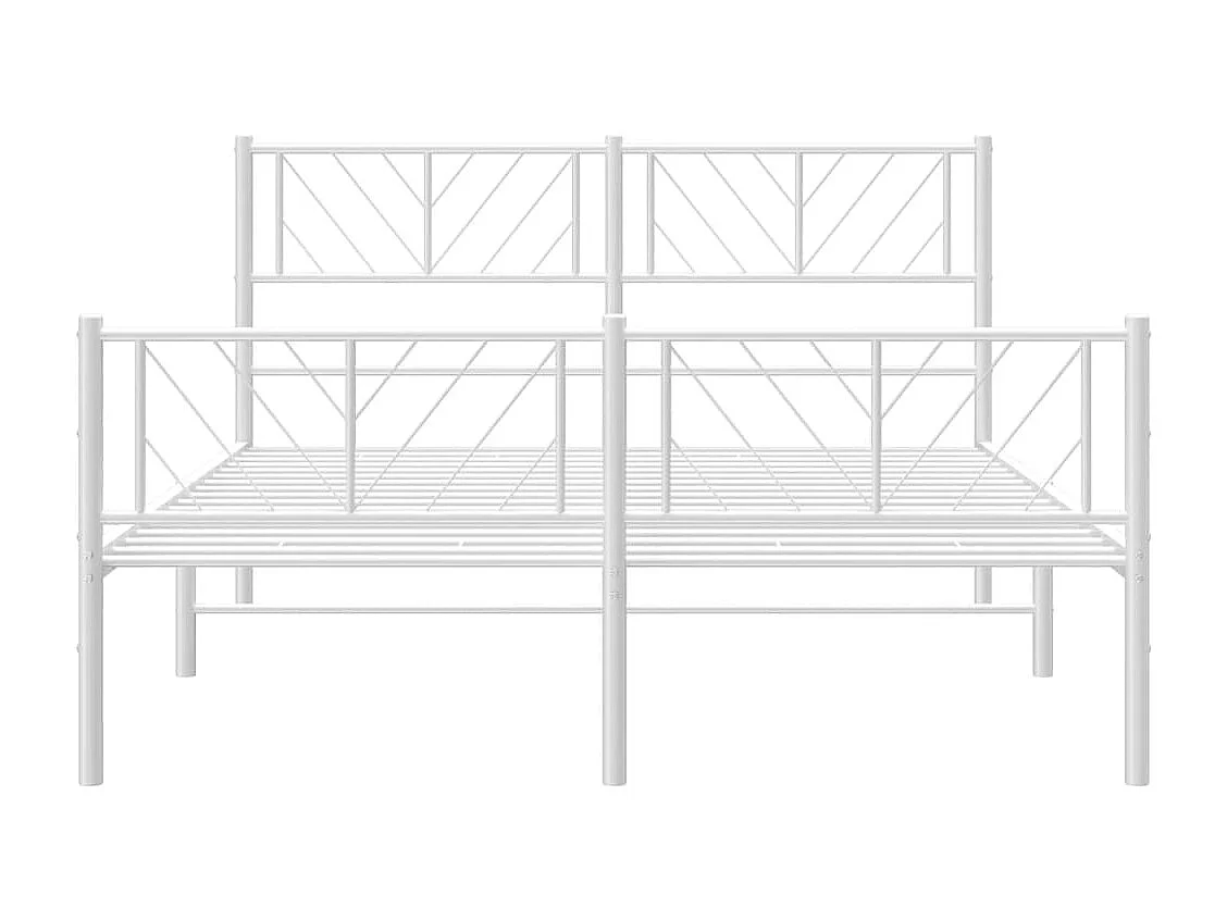 Cadre de lit métal avec tête de lit-pied de lit blanc 135x190