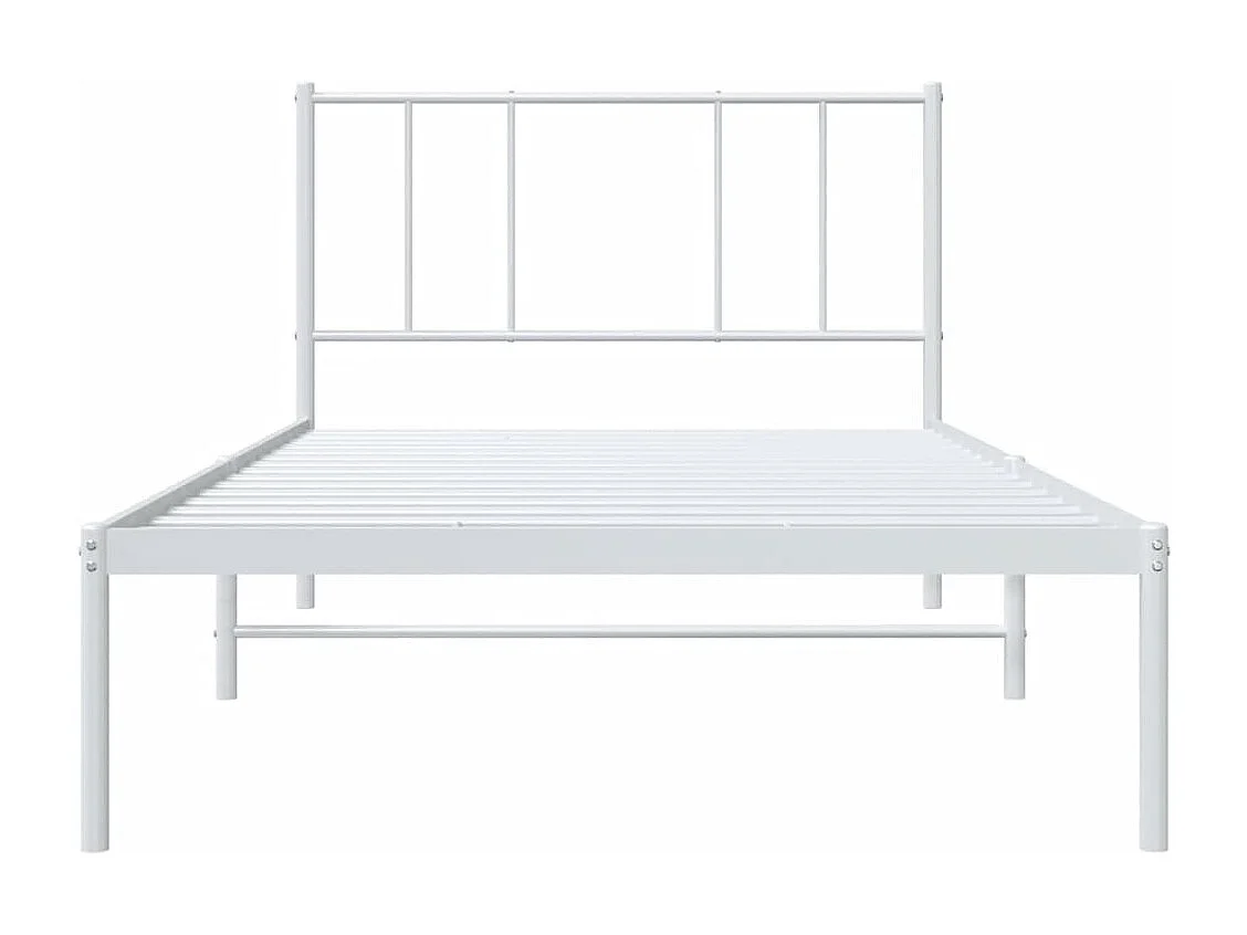 Cadre de lit métal avec tête de lit blanc 90x190