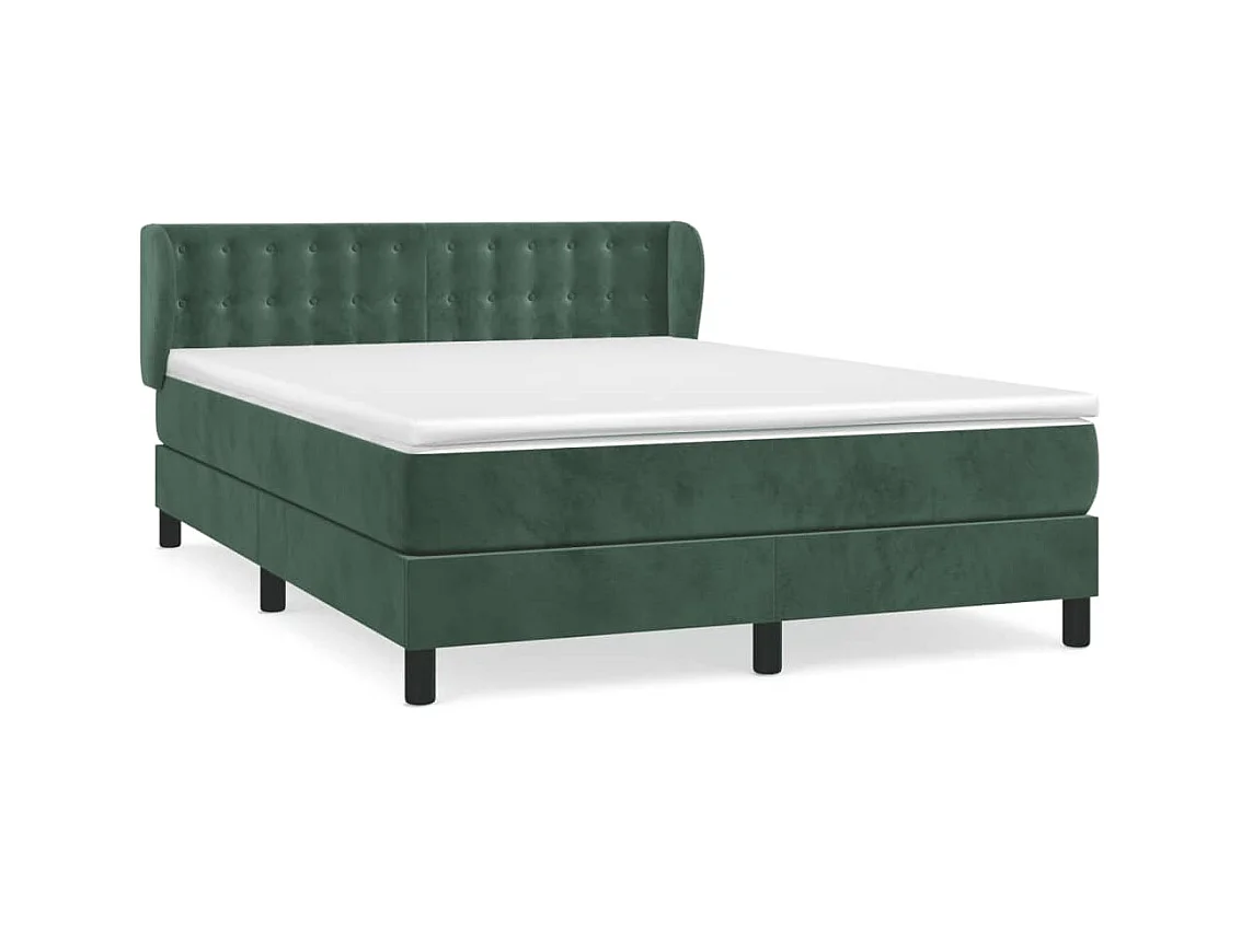 Sommier à lattes de lit et matelas Vert foncé 140x190 Velours