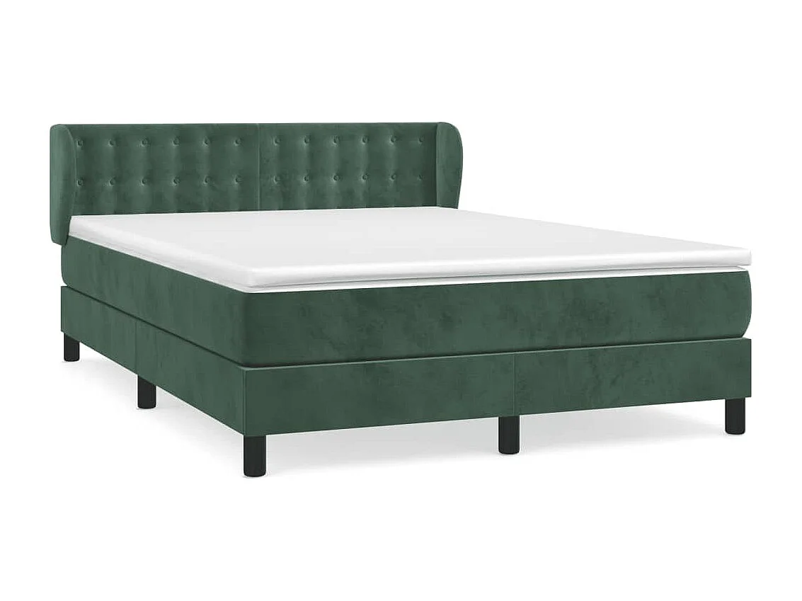 Sommier à lattes de lit et matelas Vert foncé 140x190 Velours