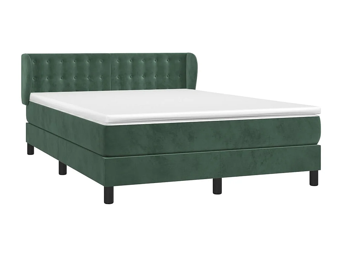 Sommier à lattes de lit et matelas Vert foncé 140x190 Velours