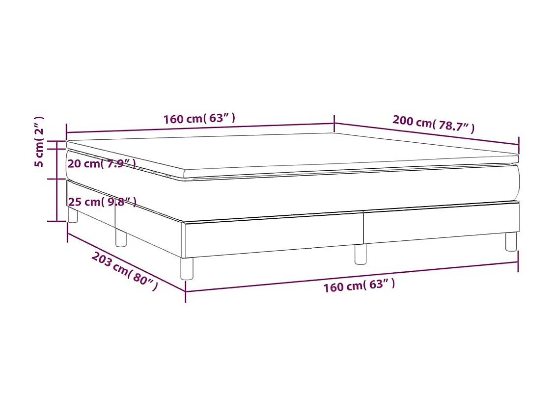 Sommier à lattes de lit et matelas Noir 160x200 Velours