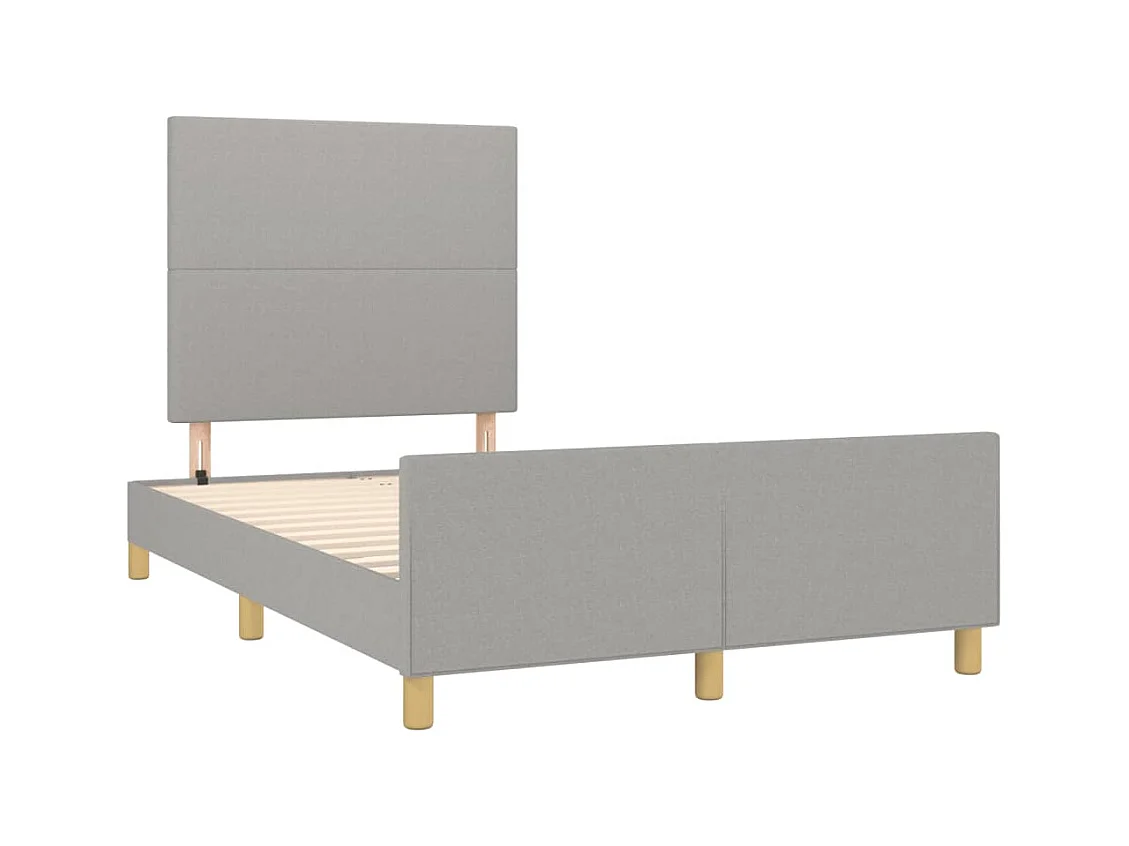 Cadre de lit avec tête de lit gris clair 120x190 tissu