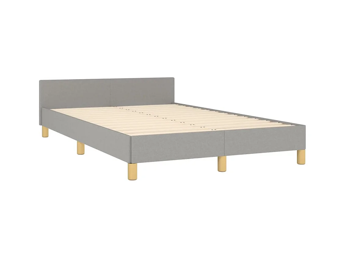Cadre de lit avec tête de lit gris clair 120x190 tissu