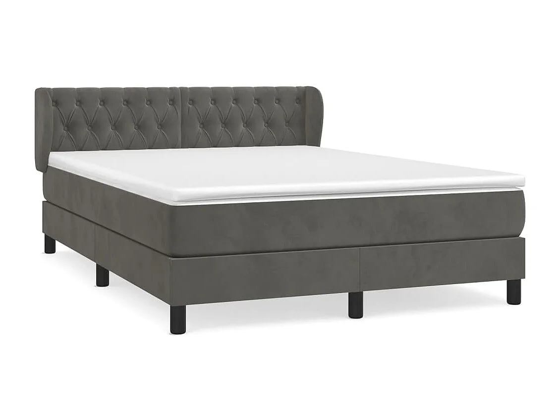 Sommier à lattes de lit et matelas Gris foncé 140x190 Velours