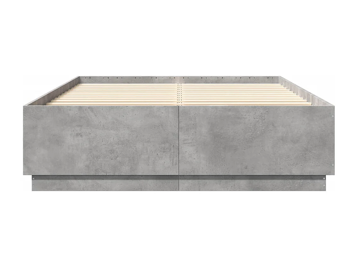 Cadre de lit gris béton 150x200 bois d'ingénierie