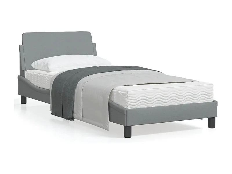 Cadre de lit avec tête de lit Gris clair 80x200 Tissu