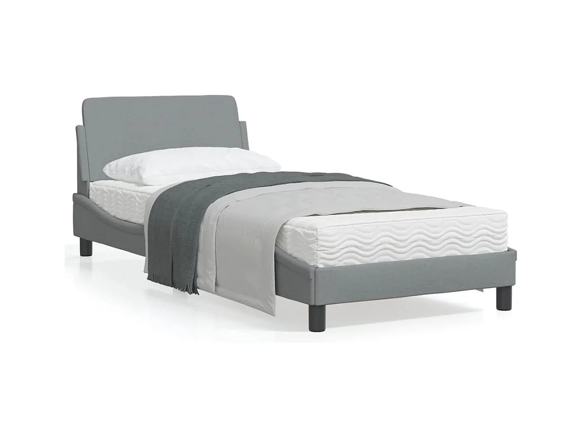 Cadre de lit avec tête de lit Gris clair 80x200 Tissu