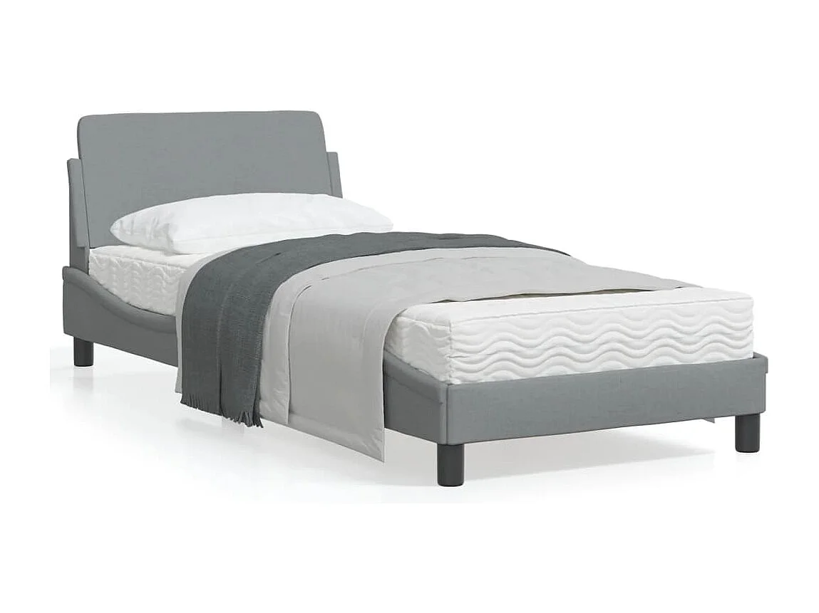 Cadre de lit avec tête de lit Gris clair 80x200 Tissu