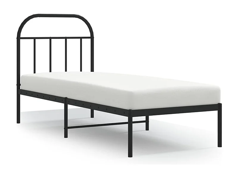 Cadre de lit métal avec tête de lit noir 75x190