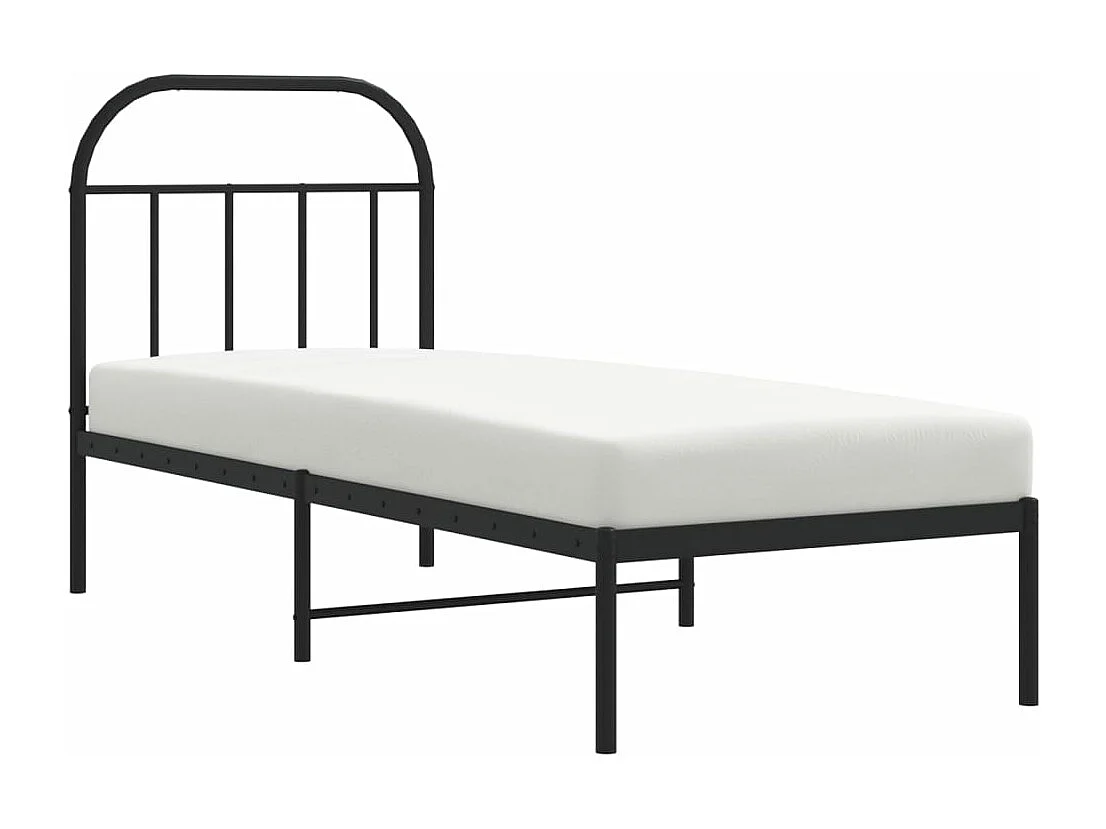 Cadre de lit métal avec tête de lit noir 75x190