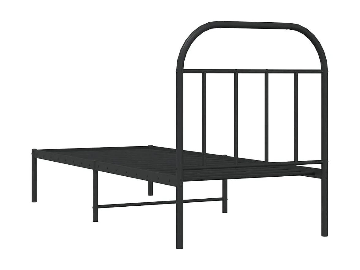 Cadre de lit métal avec tête de lit noir 75x190