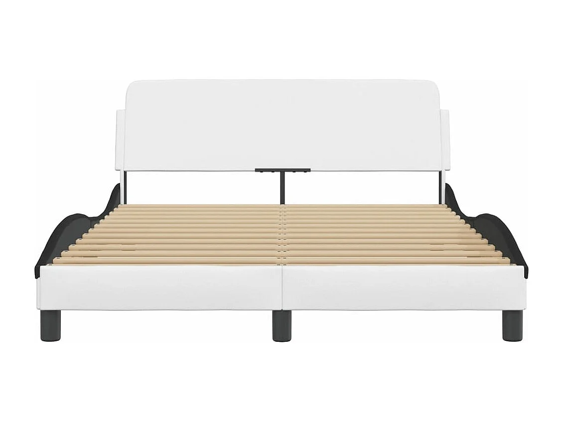 Cadre de lit et tête de lit blanc et noir 140x190 similicuir