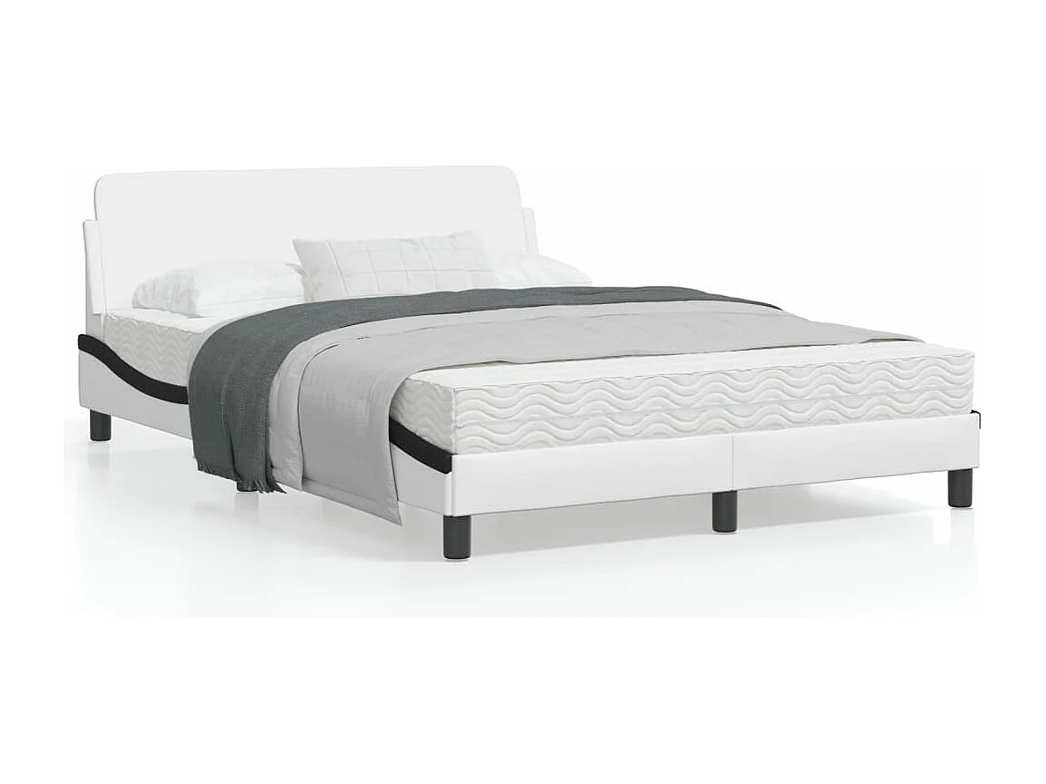 Cadre de lit et tête de lit blanc et noir 140x190 similicuir