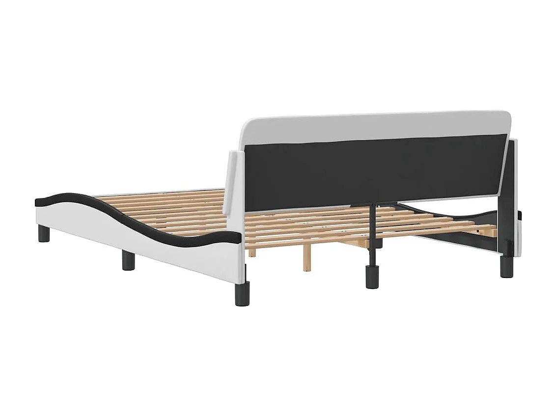 Cadre de lit et tête de lit blanc et noir 140x190 similicuir