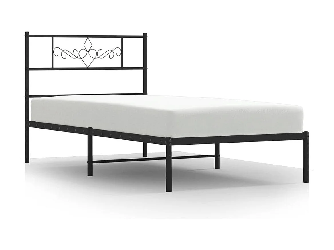 Estructura de cama con cabecero metal negro 100x200 cm