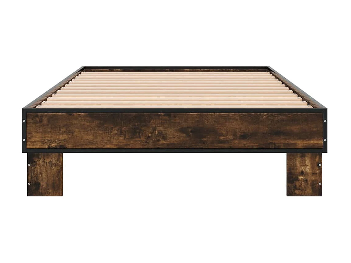 Cadre de lit chêne fumé 90x200 bois d'ingénierie et métal