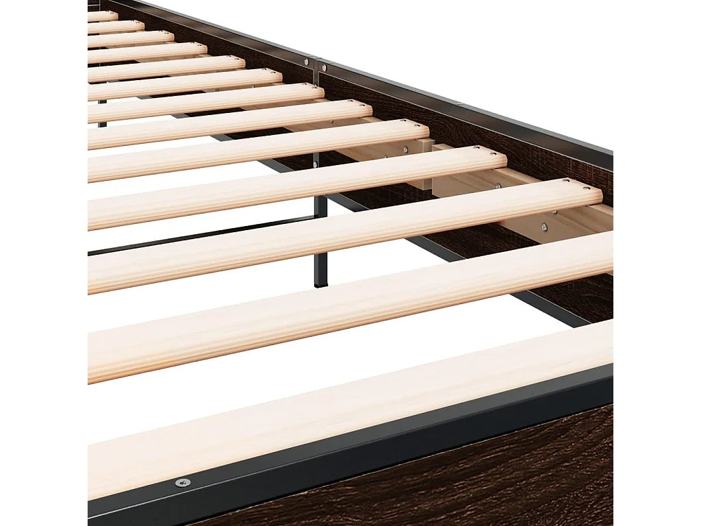 Cadre de lit chêne marron 75x190 bois d'ingénierie et métal