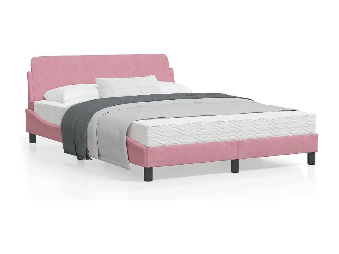 Cadre de lit avec tête de lit Rose 120x200 Velours