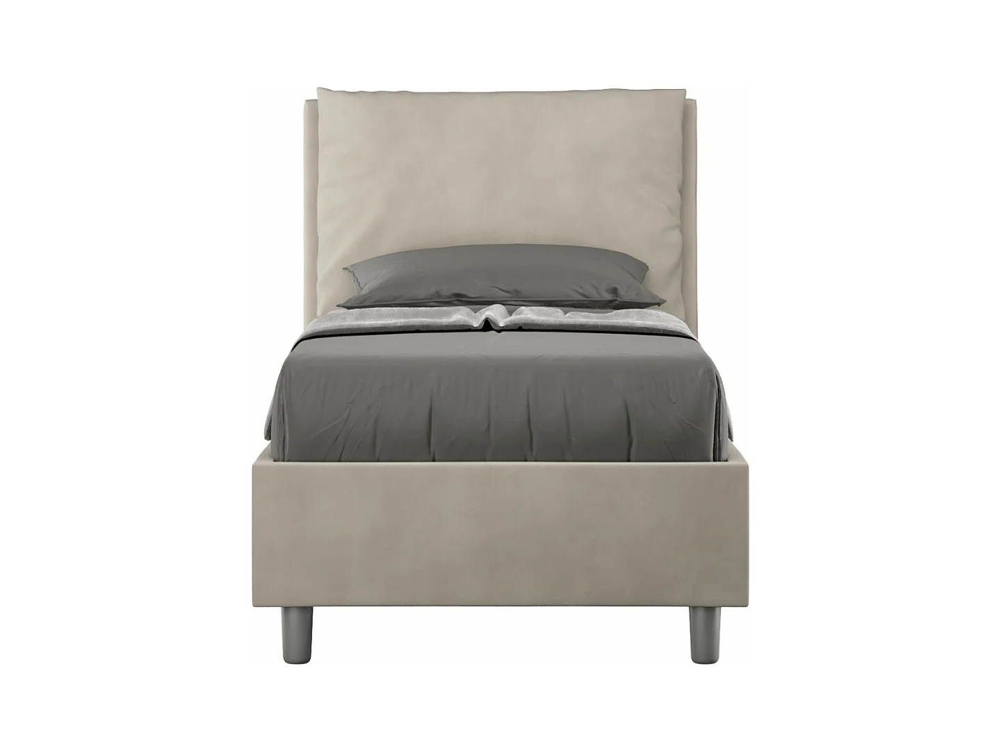 Modern bed voor volwassenen met Anja microvezelkussens-Kleur Beige-Slapen 80x190cm-Keuze Met boxspring