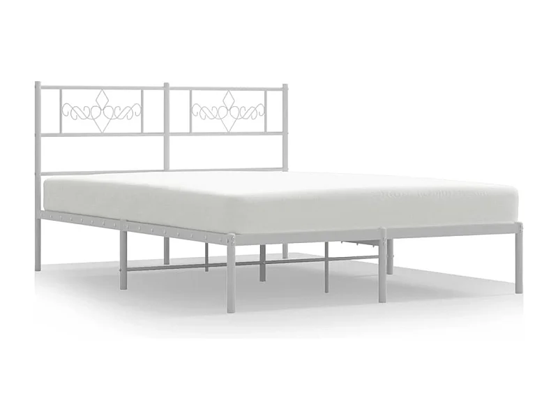 Cadre de lit métal avec tête de lit blanc 120x200