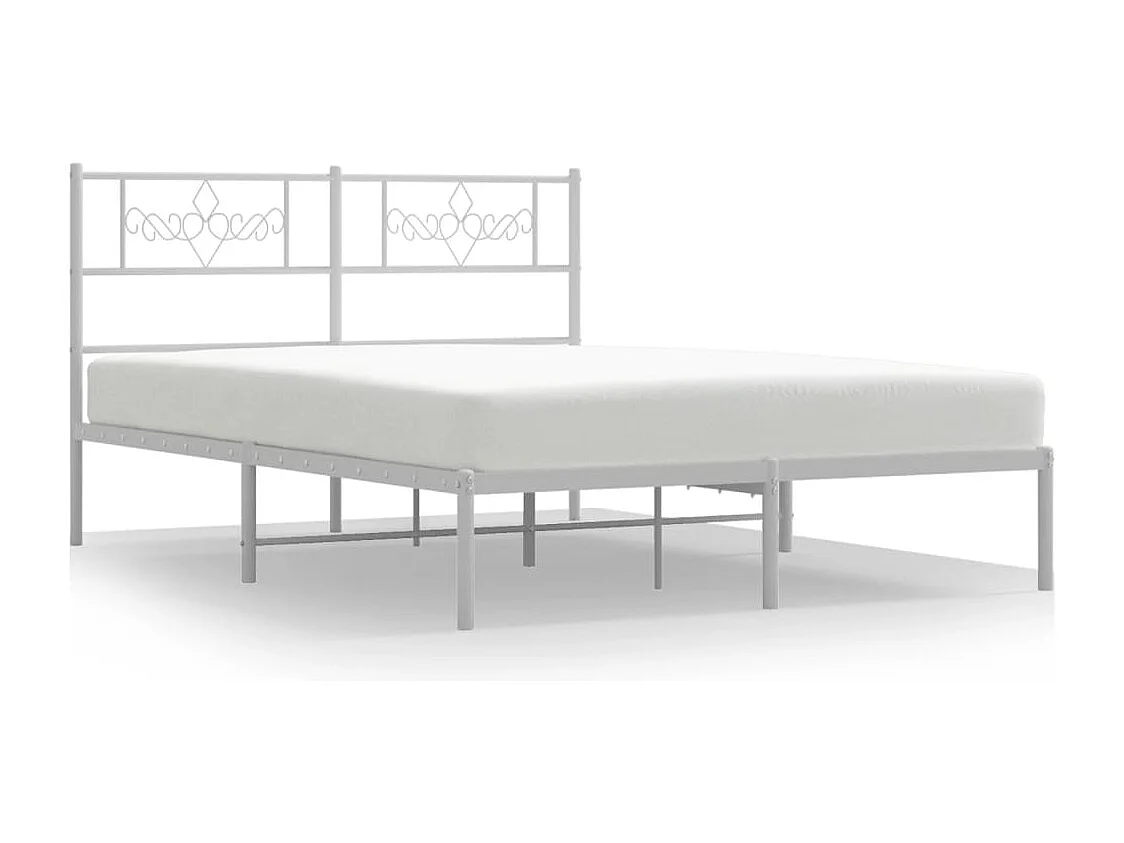 Cadre de lit métal avec tête de lit blanc 120x200