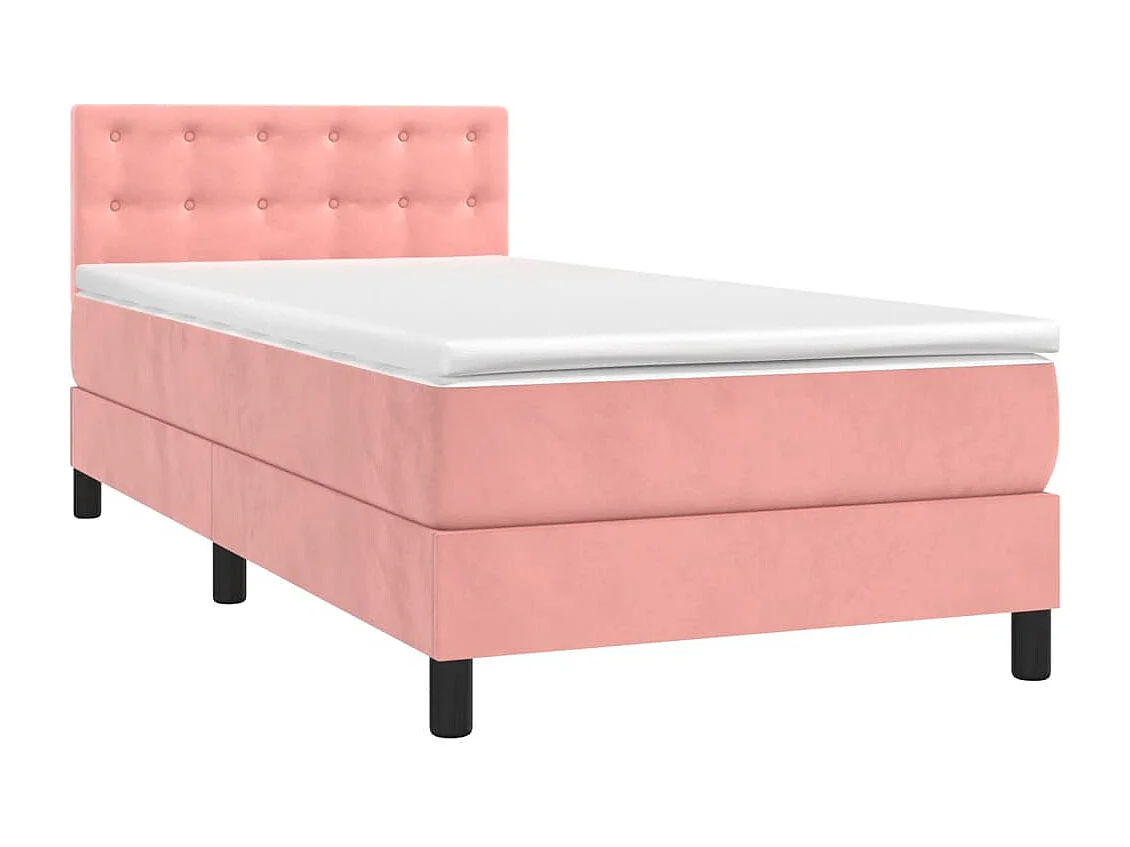 Sommier à lattes de lit avec matelas et LED Rose 90x200