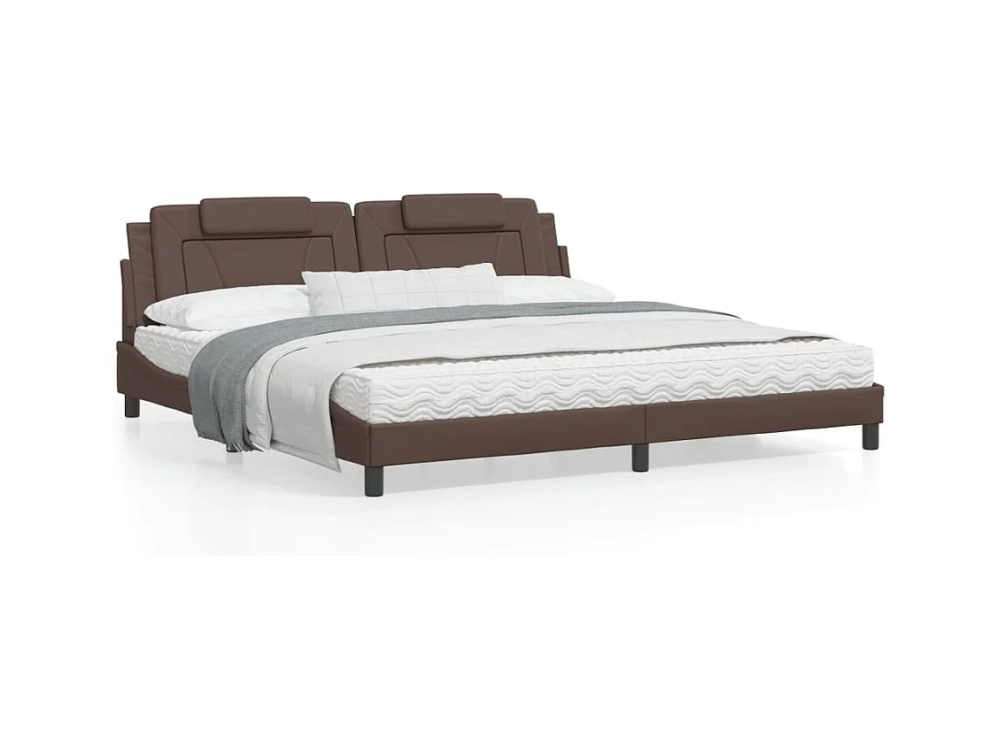 Lit avec matelas marron 200x200 similicuir