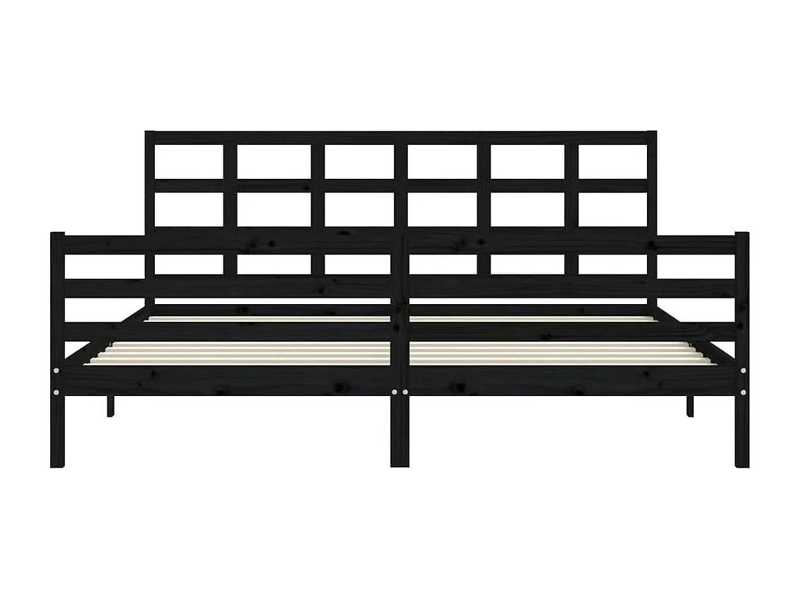 Cadre de lit avec tête de lit noir 200x200 bois massif