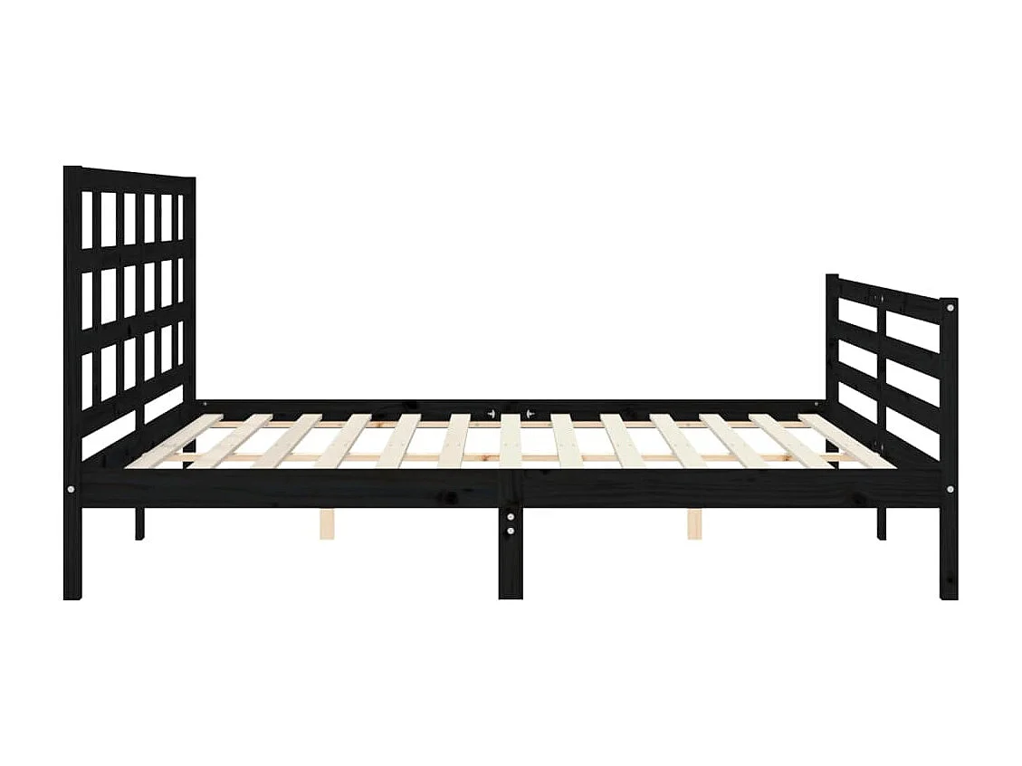 Cadre de lit avec tête de lit noir 200x200 bois massif