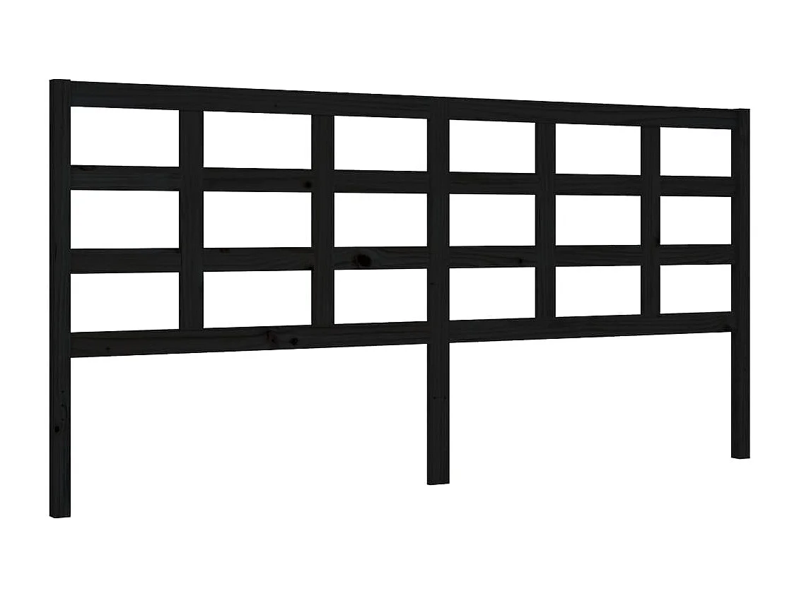 Cadre de lit avec tête de lit noir 200x200 bois massif