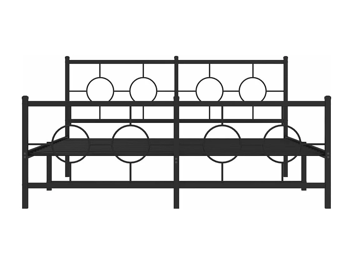 Cadre de lit métal avec tête de lit-pied de lit noir 150x200