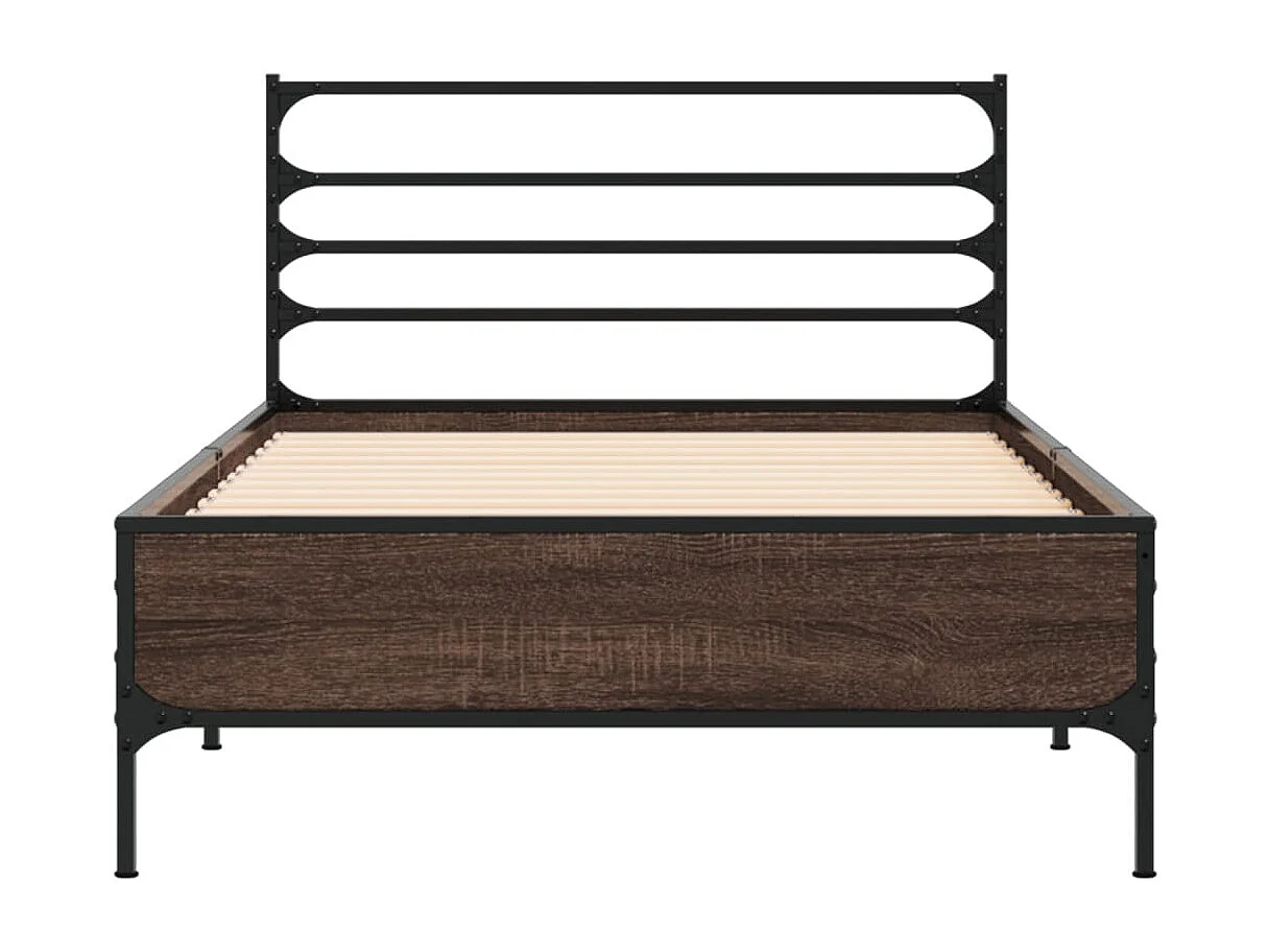 Cadre de lit chêne marron 90x190 bois d'ingénierie et métal