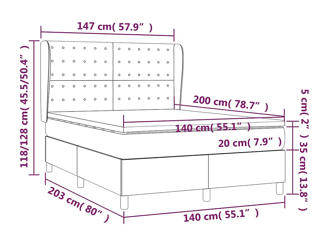 Sommier à lattes de lit avec matelas Noir 140x200 Similicuir