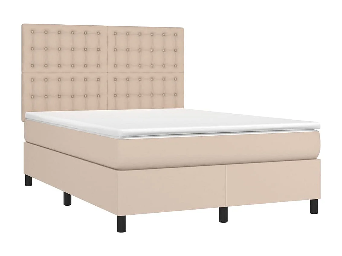Sommier à lattes de lit avec matelas LED Cappuccino 140x190
