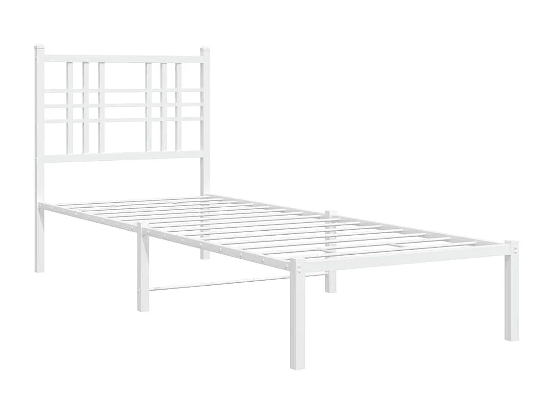 Cadre de lit métal avec tête de lit blanc 75x190