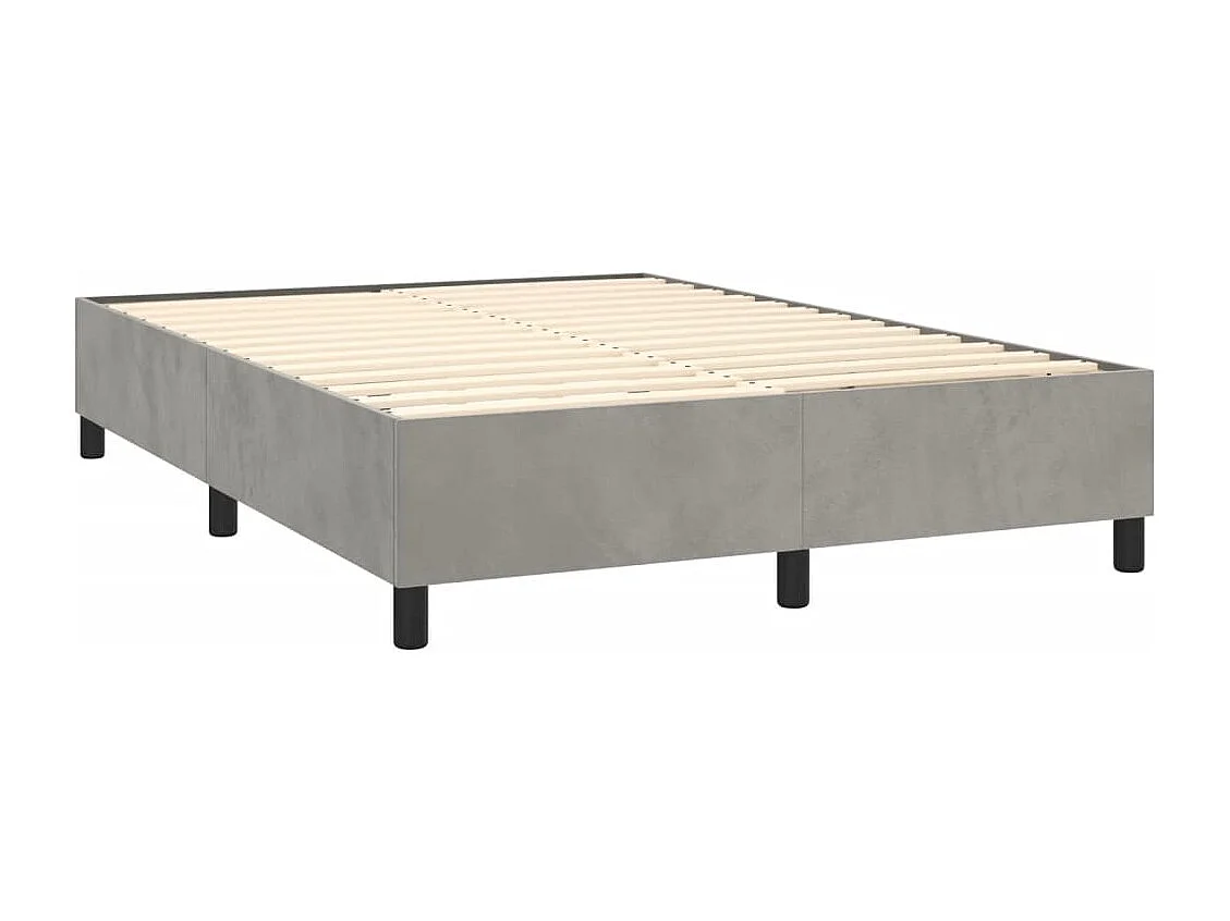 Lit à sommier tapissier et matelas Gris clair 140x190 Velours