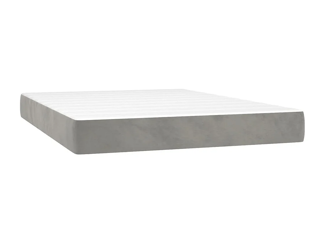 Lit à sommier tapissier et matelas Gris clair 140x190 Velours