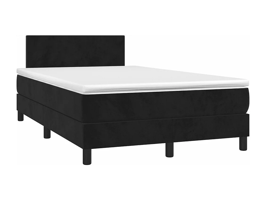 Sommier à lattes de lit et matelas LED noir 120x190 velours